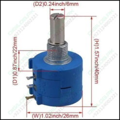 1 Piece 20k Ohm Multiturn Potentiometer Pot 3590s-2-203