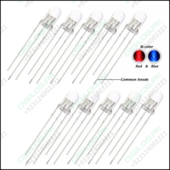 5mm Diffused Blue And Red Common Cathode 3 Pin Round Led