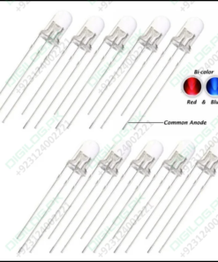 5mm Diffused Blue And Red Common Cathode 3 Pin Round Led