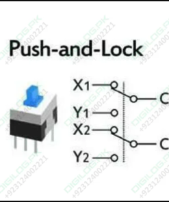 6 Pin Push Lock Button 7x7 Pcb Mount Dpdt Switch