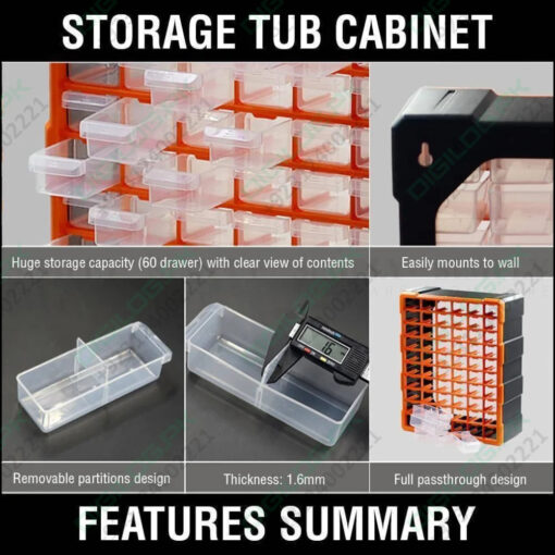 60 Drawer Plastic Component Storage Tools Box Makeup Jewelry