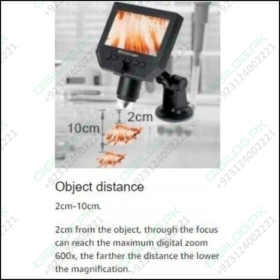 Digital Microscope 4.3in Hd Led 3.6mp 1-600x Continuous