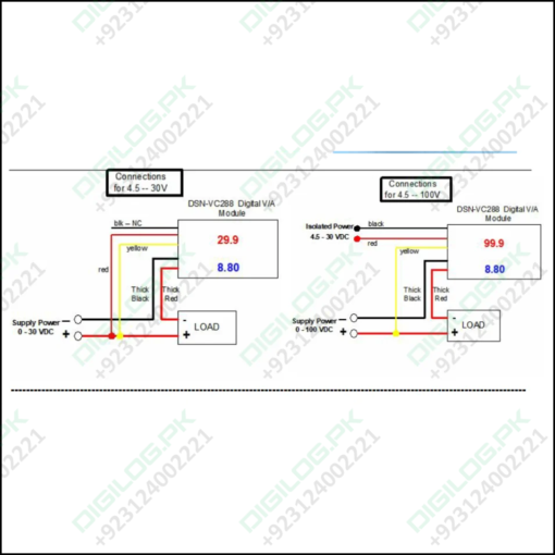 Dsn-vc288 Panel Mount Dc 100v 10a Voltmeter Ammeter