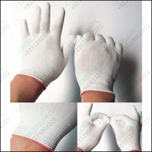 Electronic Anti Static thin Nylon white gloves 13 Knitted