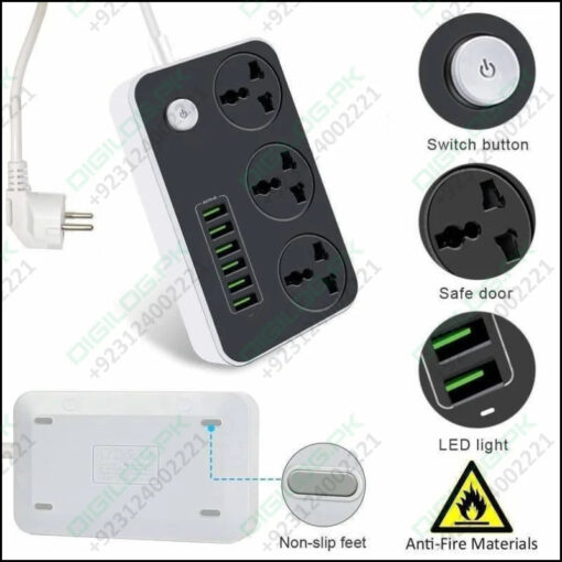 Extension Lead With 6 Usb Mobile Charging Port Sc3604