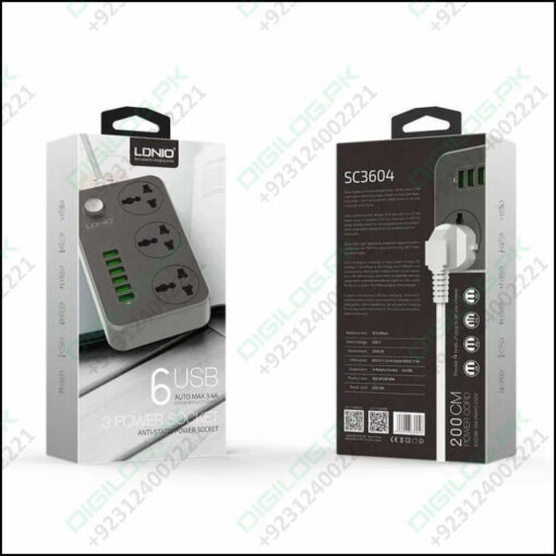 Extension Lead With 6 Usb Mobile Charging Port Sc3604