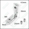 Extrusion Corner | Fixed Block | L-type Internal 20x20