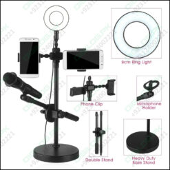 Live Stream Ring Light With Phone Holder And Microphone