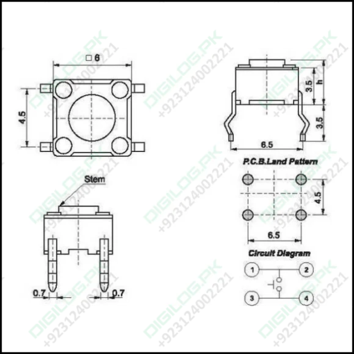 Momentary Tactile Dip Push Button Switch