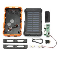 Used Dual USB DIY Solar Power Bank Case Kit With LED Light