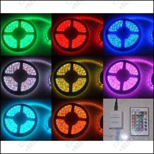 Rgb Led Strip With Remote And Power Supply White Background