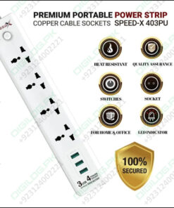 Speed X403pu Premium Portable Power Strip 4socket 3usb Port