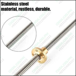 T8 300mmx8mm Screw Threaded Rod With Brass Nut