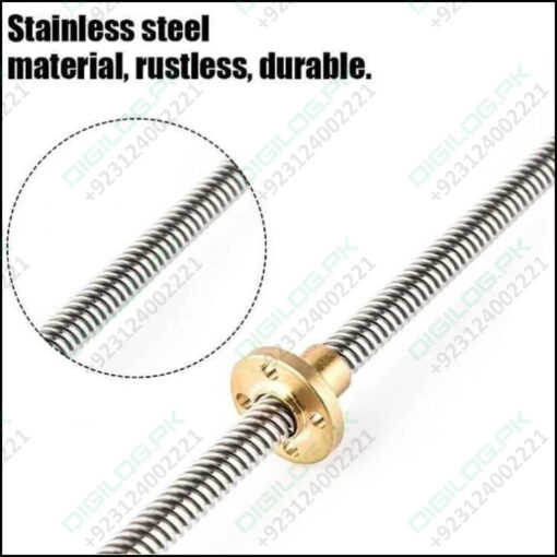 T8 300mmx8mm Screw Threaded Rod With Brass Nut