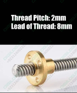 T8 300mmx8mm Screw Threaded Rod With Brass Nut