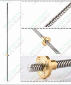 T8 300mmx8mm Screw Threaded Rod With Brass Nut