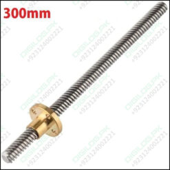 T8 300mmx8mm Screw Threaded Rod With Brass Nut