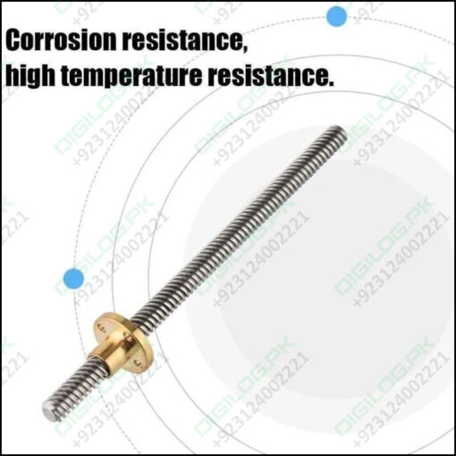 T8 300mmx8mm Screw Threaded Rod With Brass Nut