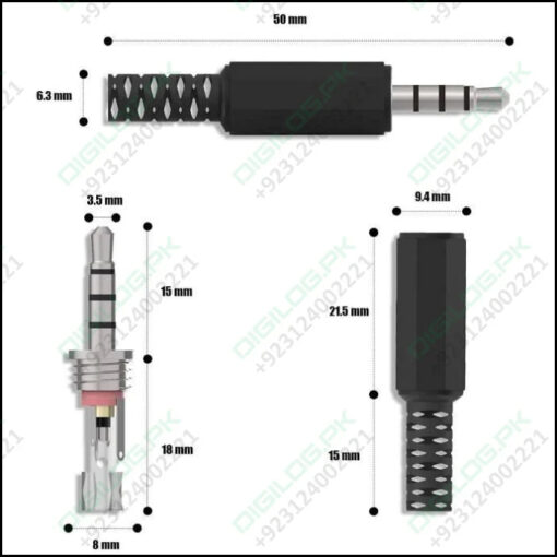 Trrs Male Plug 4 Pole 1/8 3.5mm Solder Type Diy Audio Cable